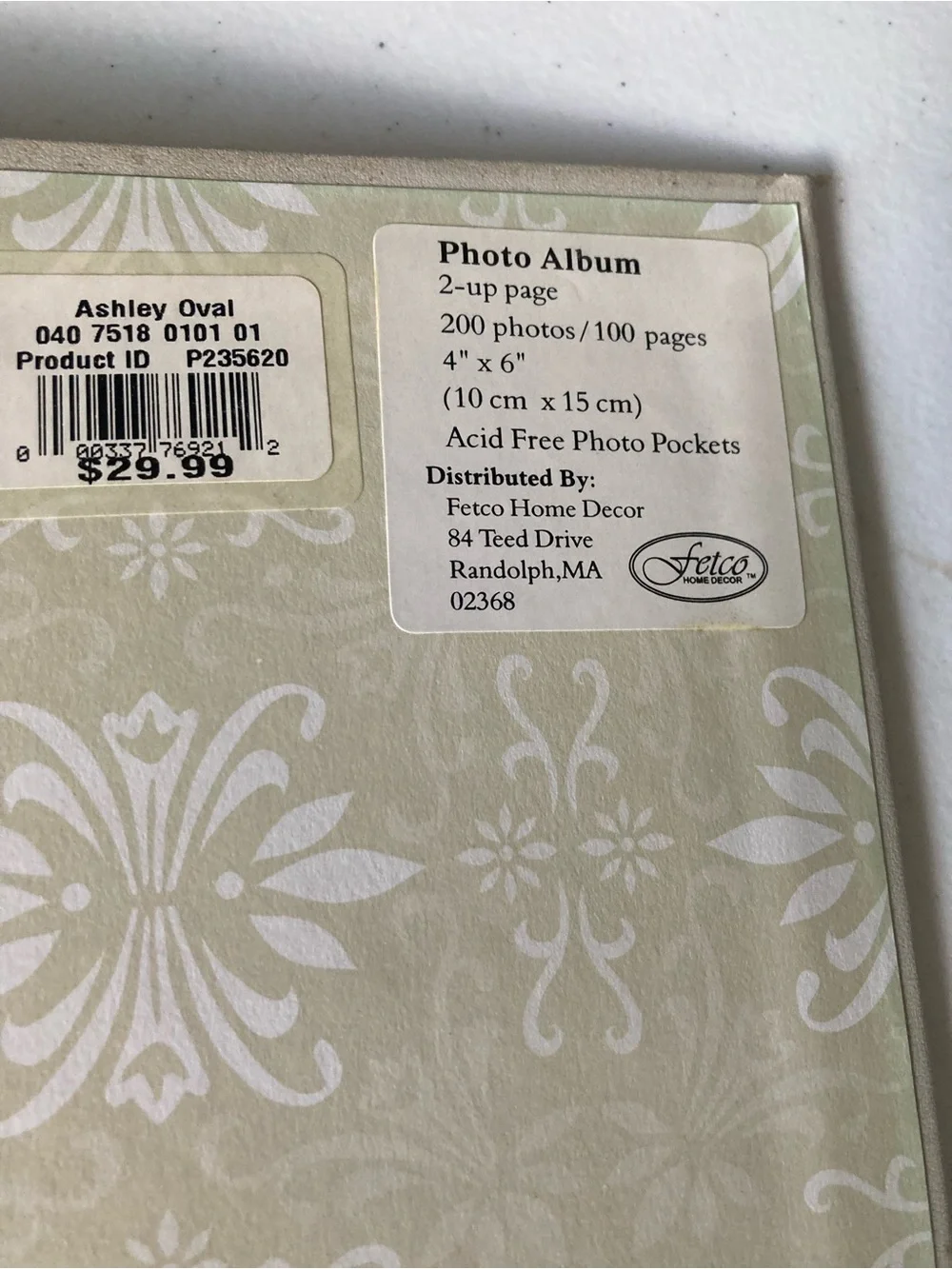 Ivory Wedding Photo Album Ashley Oval 2007 w/Embroidered Decorative Accents